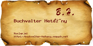 Buchvalter Hetény névjegykártya